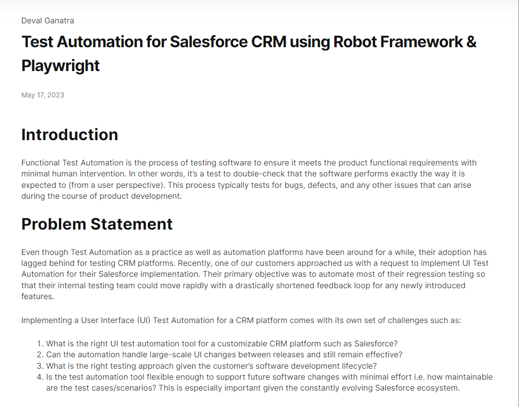 Test Automation for Salesforce CRM  using Robot Framework & Playwright